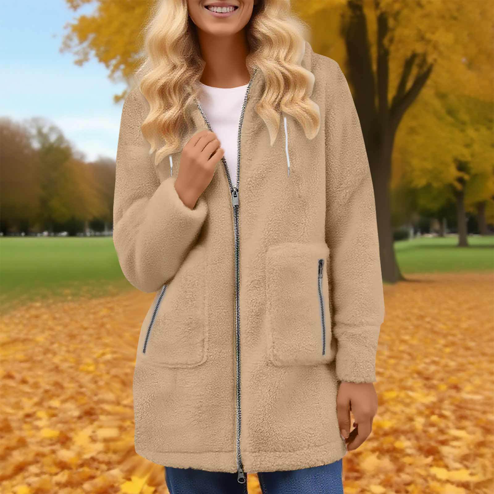 Fashion Autumn And Winter Zipper Pocket Lamb Wool Coat